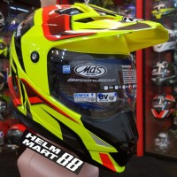 Helm MDS Super Pro pagar 2 Yellow Fluo supermoto motocross semi cross