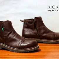 sepatu boots pria kickers brv kulit asli safety 2 warna resleting