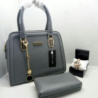 Tas wanita import CK abu abu+dompet+tali+set jam tangan yang elegan