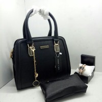 Tas wanita import CK hitam+dompet+tali selempang+jam tangan yg elegan