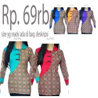 Jual Atasan Blouse Batik Wanita Lengan Panjang A193A196A197A194A195 Murah
