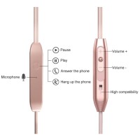 Metal Earphone Stereo Magnetic dengan Microphone Pink Diskon