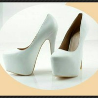 Jual High Heels Import White Elegant Pump Shoes 100% Real pic MC063 Murah