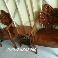 Meja Kursi Hias Teras Ukir Bunga Free Ongkir Kayu Jati Buatan Jepara