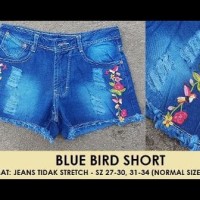 Jual CELANA JEANS MURAH WANITA RIPPED BORDIR BLUE BIRD SHORT sz 31-34 Murah
