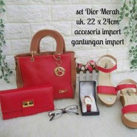 Tas Wanita Paket 5in1 Dior Merah Tas Paket Murah