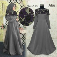 078721 Gamis Pesta Sellis Abu / Baju muslim / Hijab / Maxi / Dress
