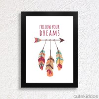 Jual Poster Dreamcatcher Lucu / Hiasan Dinding Quote / Follow Your Dreams Murah