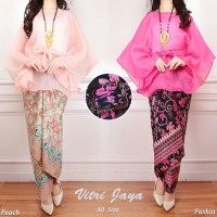 SET KEBAYA ORGANZA PEACH FUSHIA