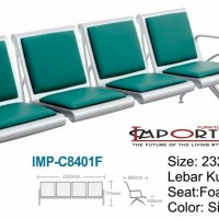 Kursi Tunggu Stainless Steel 4 seater Dengan Busa dan kulit Oscar
