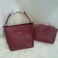 Tas wanita import fossil rajut set dompet terbaru harga grosir maroon
