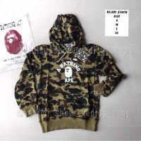 JUAL HOODIE JAKET BAPE GREEN CAMO FULL TAG MIRROR QUALITY