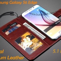 Best Casing HP Samsung Galaxy S6 Edge Flip Pu Leather Wallet Case For