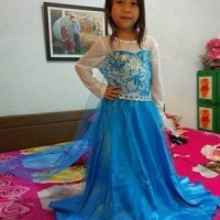 Elsa Dress Frozen gaun anak panjang biru baju kostum princess pesta