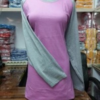 Kaos Raglan Muslimah Ungu Muda - Abu Misty Kaos Polos Wanita