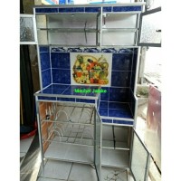 Lemari Rak Piring 3 Tiga Pintu Super Aluminium Keramik Cantik Murah