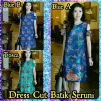 Dress Midi/Mini/Gaun Batik Katun Cut Modern Etnik Cute Pesta/Formal