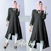 Alesha Tunik Hitam / Baju Gamis Maxi / Dress Muslim Polos