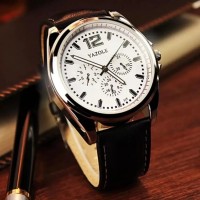 YAZOLE Jam Tangan Pria Quartz Luminous Pointer Leather - 335