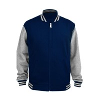 Jual Jaket Baseball Varsity Polos Biru Navy - Abu Misty Murah