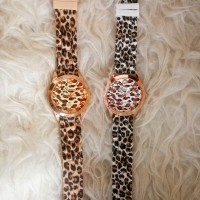 JAM TANGAN WANITA ANALOG IMPORT TALI RUBBER KARET LEOPARD MACAN TUTUL