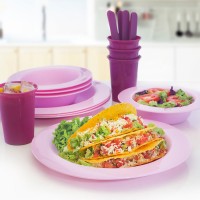 Dining Tumbler Bowl Mangkok Piring Sendok Garpu Plastik Set (D-AMD)