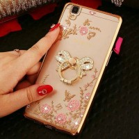 Case Casing Cover Casing Softcase Diamond Flowers Ring Oppo R7s R7 s