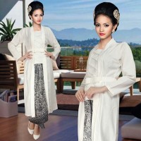 SETELAN KEBAYA KUTU BARU EMBOS GAMIS NEW PUTIH