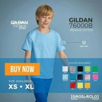 Baju kaos anak polos gildan premium kids