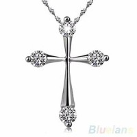 Kalung Salib Wanita Lapis Perak 925 Cross Necklace Silver 925 Plated