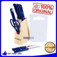 Vicenza Pisau Set - 10 Buah - Stainless Steel - Biru Tua