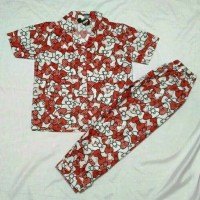 Piyama anak baju tidur Hello kitty merah