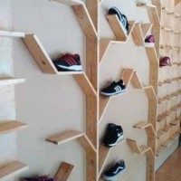 Rak Sepatu Pohon Unik untuk Rumah Etalase Sepatu Bahan Full Kayu