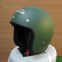 helm bogo retro GAG tanpa kaca hijau doff