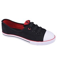 Sepatu Sporty Kets Sneaker Wanita Canvas Hitam Putih- J0A15
