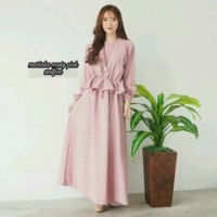 pink marun putih maxi dress longdress polos baju wanita muslim hijab