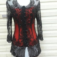 KEBAYA ATASAN TILE PAYET SUPER JEPANG BY HABIBAH HITAM MERAH