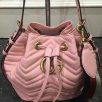 TAS GUCCI GG MARMONT DRAWSTRING PINK MIRROR QUALITY