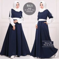 Baju Wanita Muslim Pakaian Hijab Moeza Dress Navy Tunic Blouse Dress