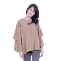 Baju Atasan Blus Blouse Wanita Cewek Cewe Warna Coklat H 3202 HN