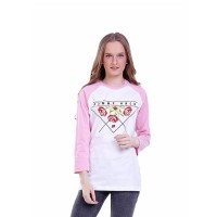 Baju Atasan Kaos Lengan Panjang Wanita Cewek Cewe Putih Komb H 0292 HN