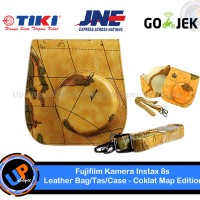 Fujifilm Kamera Instax 8s Leather Bag/Tas/Case - Coklat Map Edition