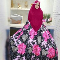 Gamis Maxi (L - Fit XL) KIFANI Fanta + Bergo - Katun Jepang-sakura