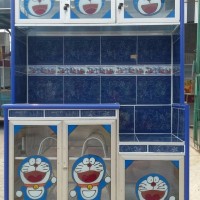 stiker rak piring motif Doraemon 3 pintu