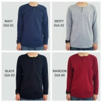 kaos polos kaos lengan panjang berkancing kaos henley atasan pria