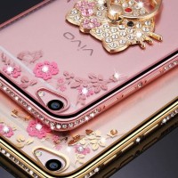 Softcase Flower List Diamond Case Oppo A71 + Ring Stand
