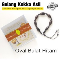 Gelang Kokka Asli Buah Kayu Koka-Kaukah Oval Bulat Hitam