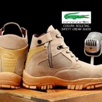 SEPATU PRIIA BOOTS CROCODILE CODURA RESLETING SAFETY CREAM SUEDE