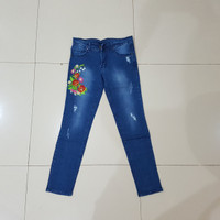 Jual celana panjang jeans bordir size 31 32 33 34 strech soft jeans murah Murah