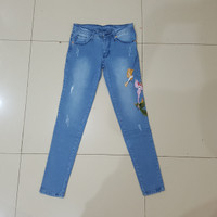 Jual celana panjang jeans bordir size 27 28 29 30 strech soft jeans murah Murah